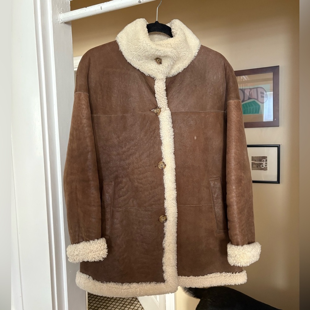 Theory leather and lamb shearling coat size Small